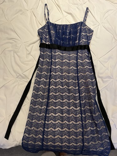 Vintage navy and cream lace - navy,