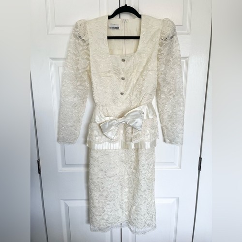 Vintage cream lace dress with - cream,