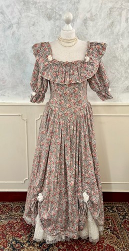 Vintage 80s fine floral ruched - vintage,