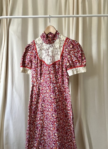 Vintage dress folk 60s - dress, red