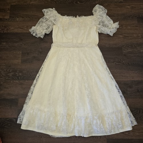 Vintage 1980s cream lace - vintage, midi