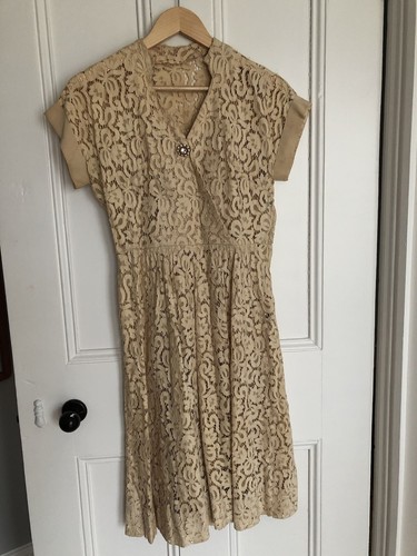 Vintage cream lace - , dress,