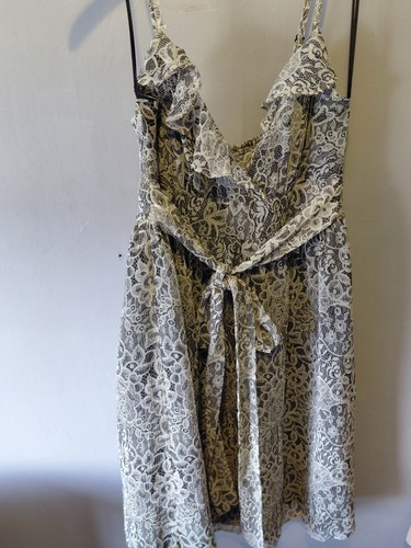 Black cream lace - , babydoll