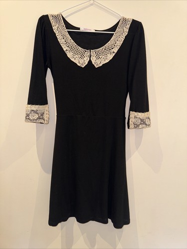Black dress with cream - black, vintage