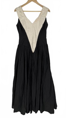 Vintage black dress cream - black,