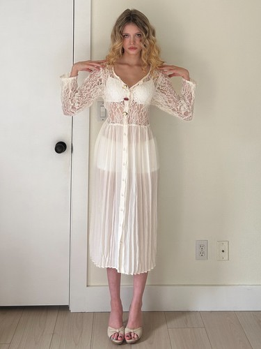 80s sheer lacy dress - lacy,